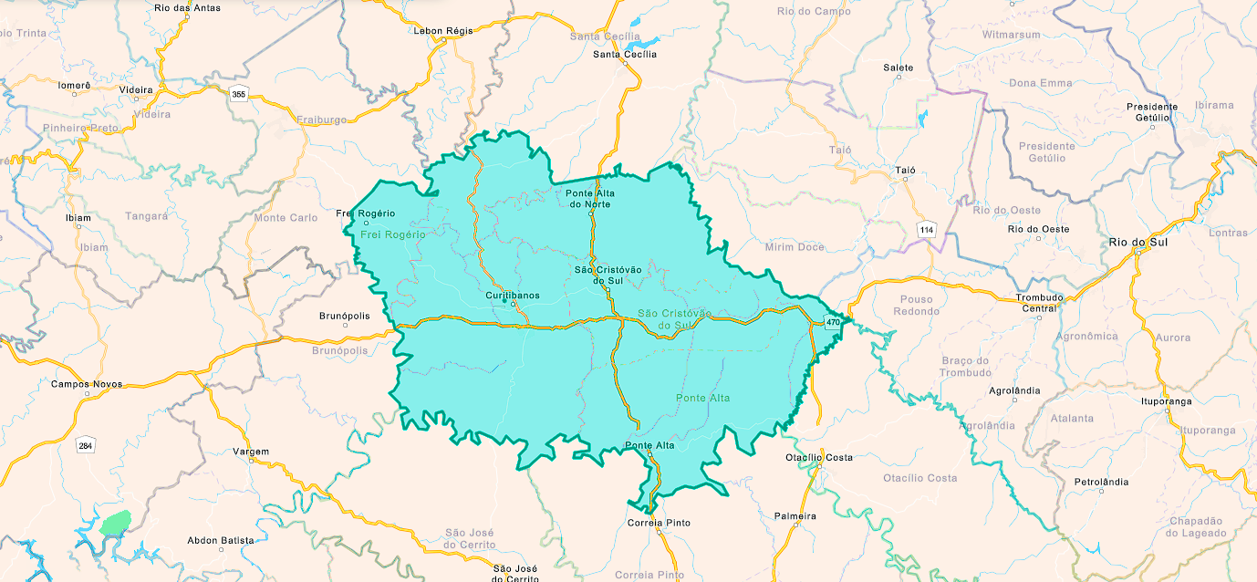 Mapa Verde Registro de Imóveis Circunscrição Curitibanos